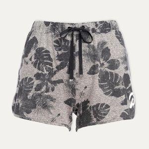 PELOTON Palm Print Floral Gray Sweat Shorts S